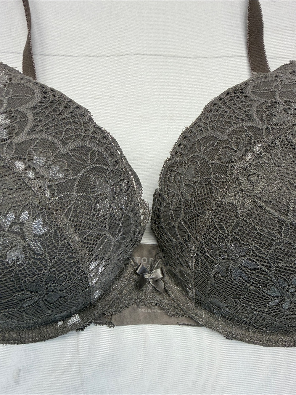 Torrid Gray Lace Push Up Plunge Bra Size 38D - Picture 2 of 6